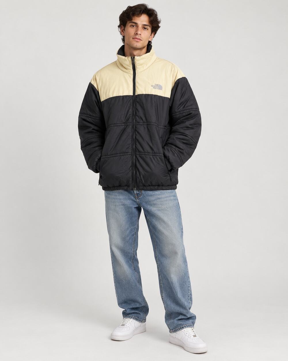 The North Face Men’s Large Black Cream Colorblock Insulated Jacket Gorpcore